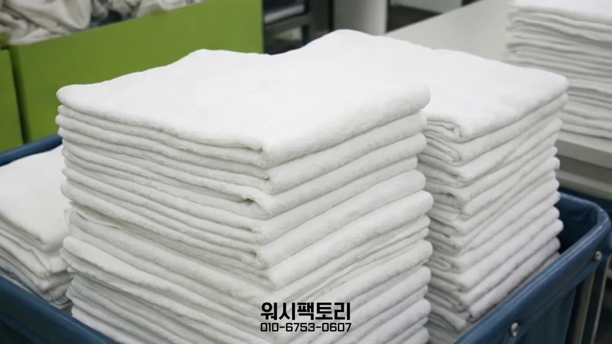 미용실 수건세탁 — 색과 오염 정도로 나눠 담습니다